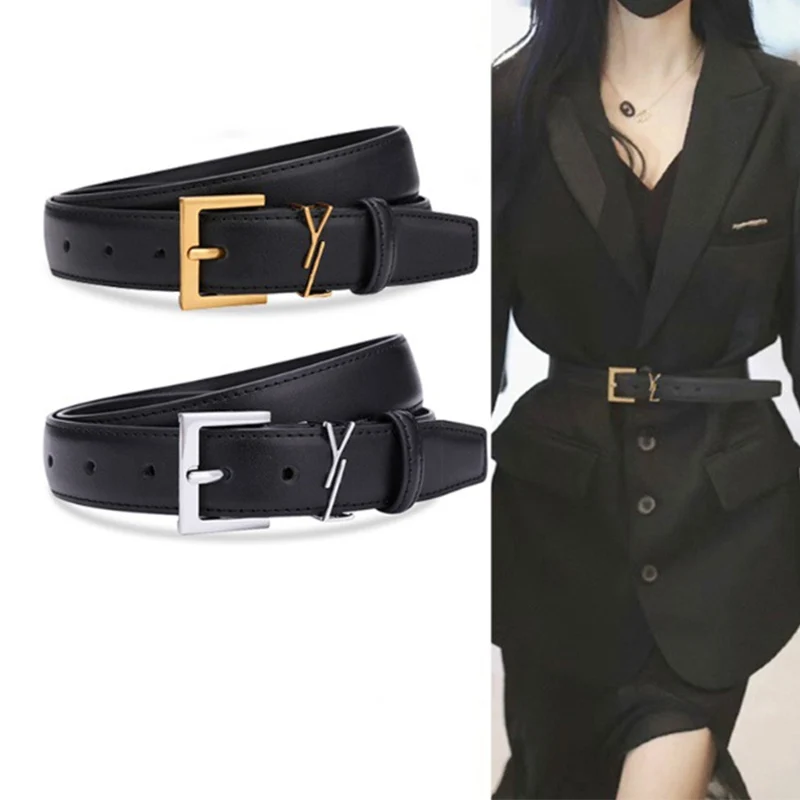 New 2025 Women's Genuine Leather Versatile Belt, Versatile Decorative Suit, High End Retro Black Skinny Jeans Belt