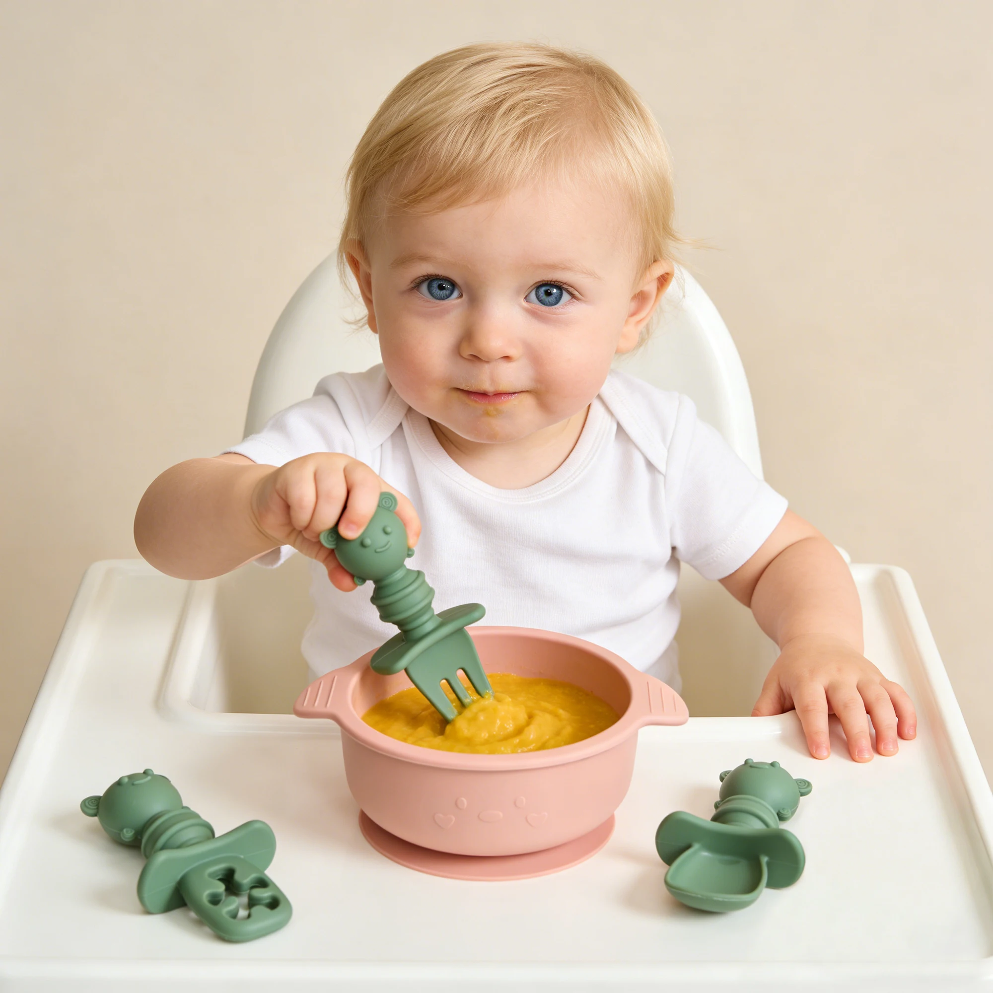 Juego de 3 piezas de cuchara y - Baby Food Utensils Set reseña y precio