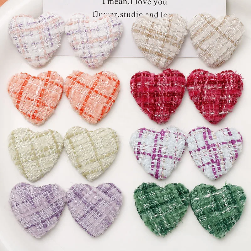 10pcs Xiaoxiang Style Fabric Art Peach Heart Love Bag Button Patch DIY Headwear Hair Accessories Hair Clips Wholesale of Women\'s