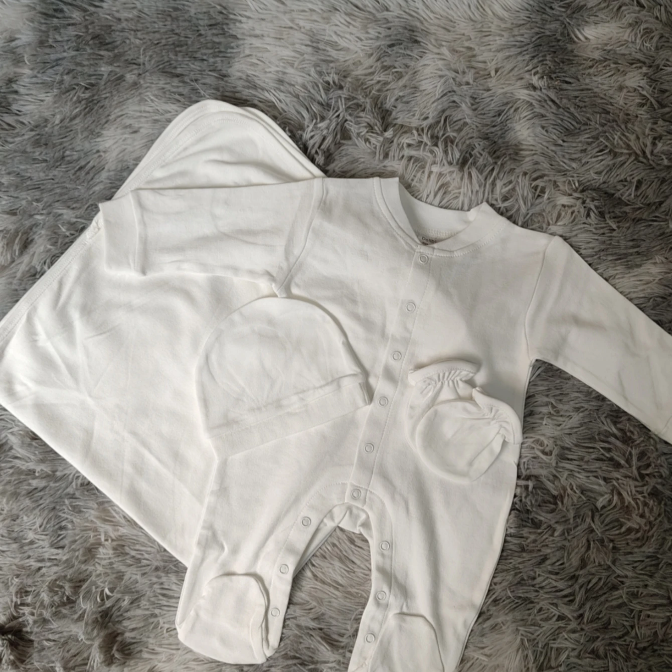 Plain White Baby Onesie Romper Blanket Mitten Hat Set 100% cotton DIY wholesale Infant Clothes Facrory Selling 4pcs set