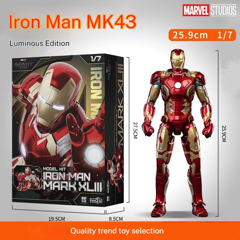 

Fondjoy Iron Man MK43 Glow Model Kit Official Licensed Collector Edition Anime Figure Premium Assembly Display Gift for Adults