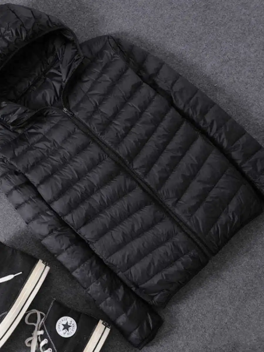 

Lightweight Padded Cotton Jaet Men's Casual Stripe Hooded Coat Warm Slim Fit Long Zipper Closure Polyester Fiber Fill