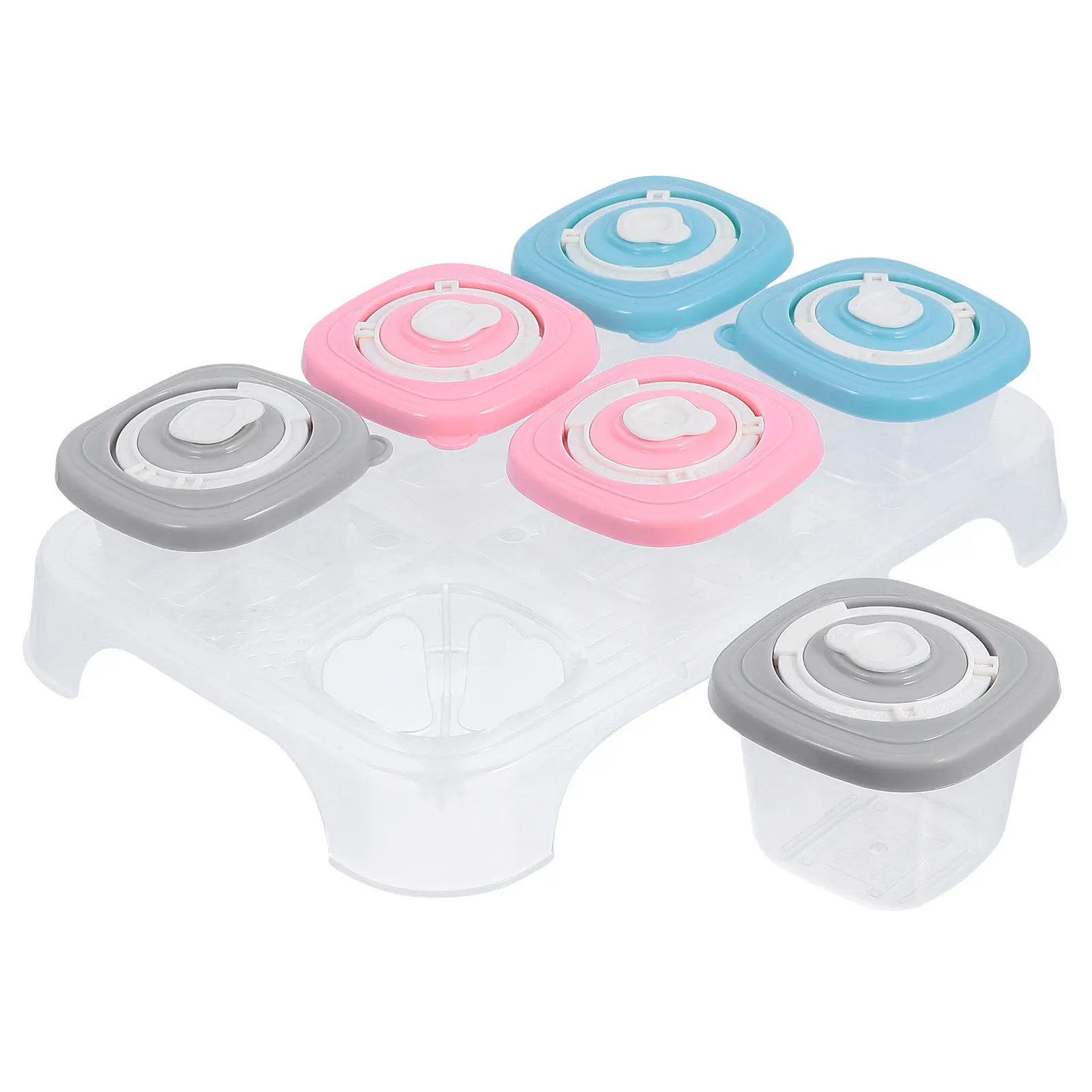 

1Set Baby Blocks Food Box Container High Quality PP Tpe Silicone 6 Small Boxes Food Organizer for Home Travel Milk Powder Snack