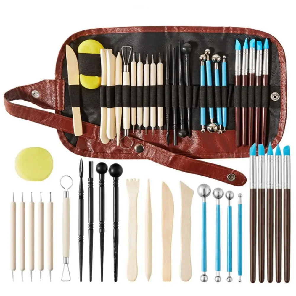 

DIY Pottery Clay Sculpting Tools Art Craft Pottery Sculpting Pottery Carving Tool Kit with Carrying Bag Polymer Sculpture Set