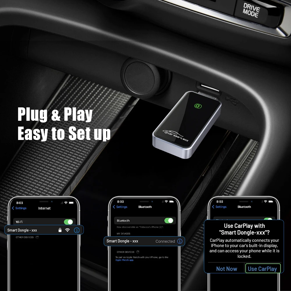 Nieuwe Draadloze Carplay Draadloze Adapter Smart Mini Box Smart Usb Dongle Plug En Play Wifi Snel Aansluiten