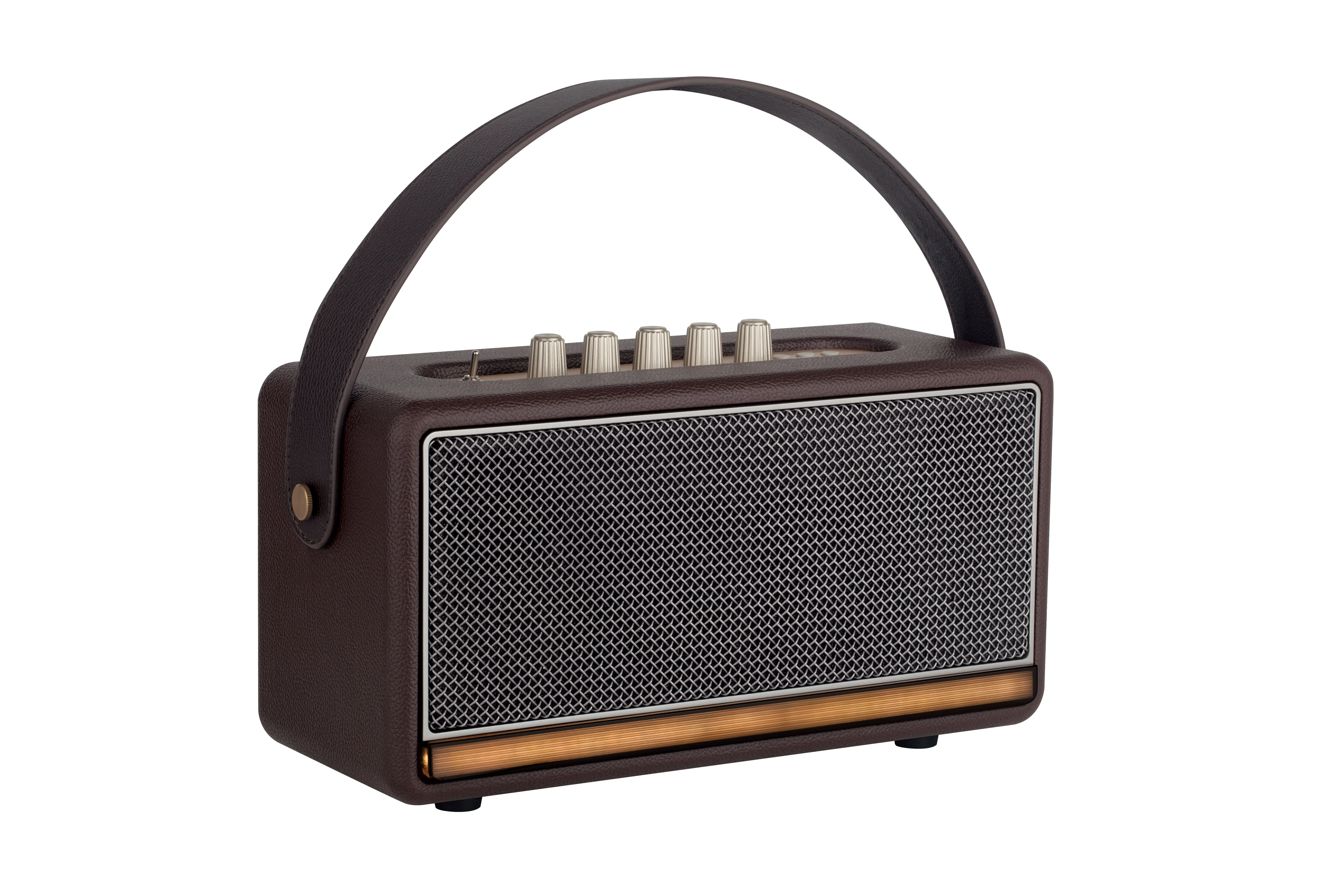 جودة عالية ريترو المحمولة لمكبر الصوت V5.0 2 ميكروفونات يده تصميم زر التحكم علبة خشبية بطارية 15-20 ساعة