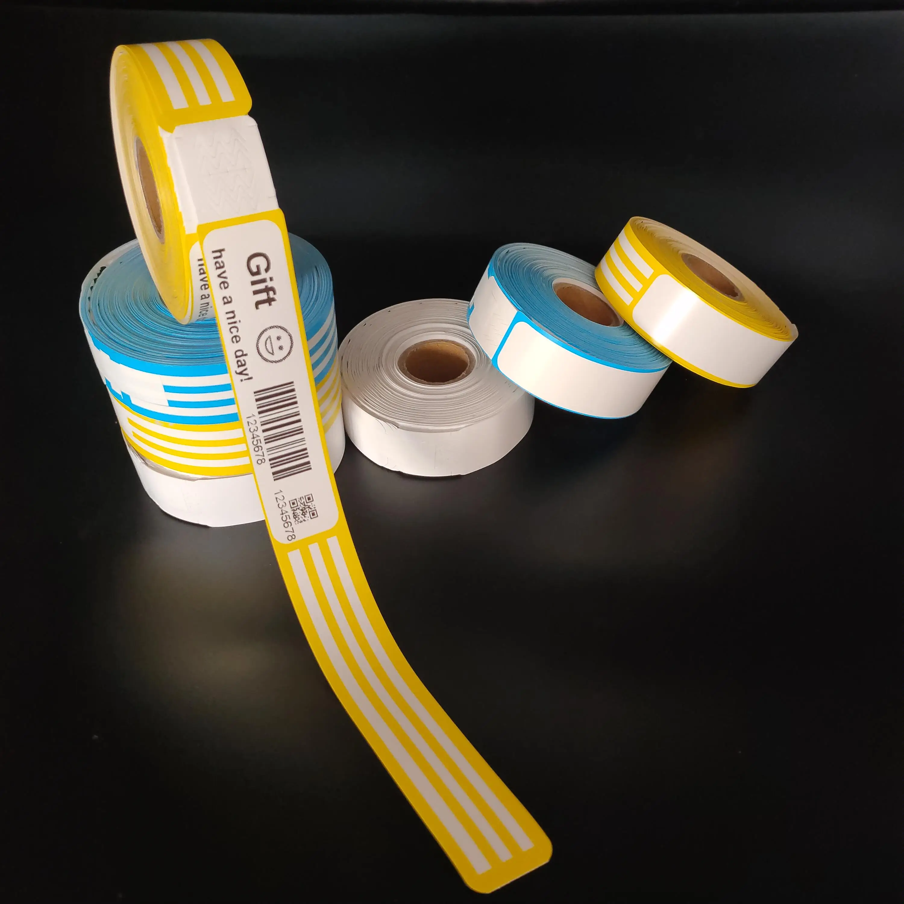 100pcs Printable Self Adhesive Barcode Wristbands , Thermal Disposable Wrist Bands , QR Code Bracelets