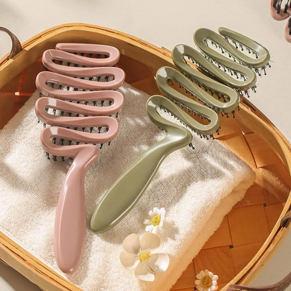 Boar Bristle Hair Brush Anti-static Vented Hair Paddle Brush Women Scalp Massage Hair Voluming Styling Detangling Comb
