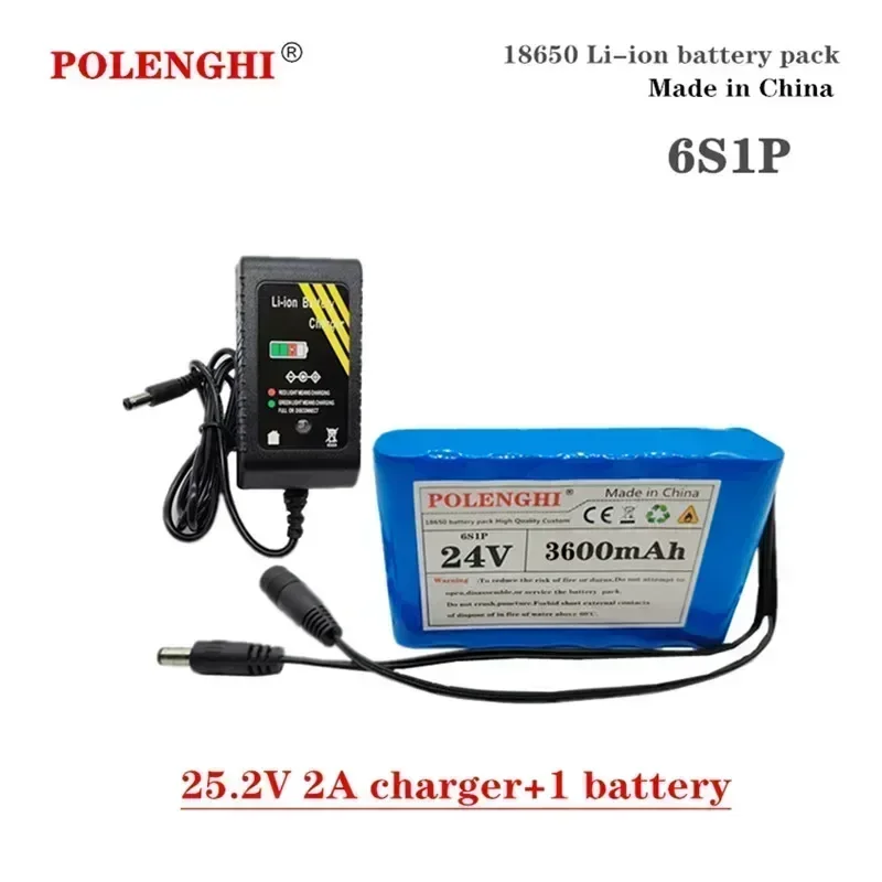 POLENGHI-Bateria de iões de lítio recarregável, placa de proteção integrada BMS, capacidade real, 6S1P, 25.2V, 3.6-5Ah, inteligente