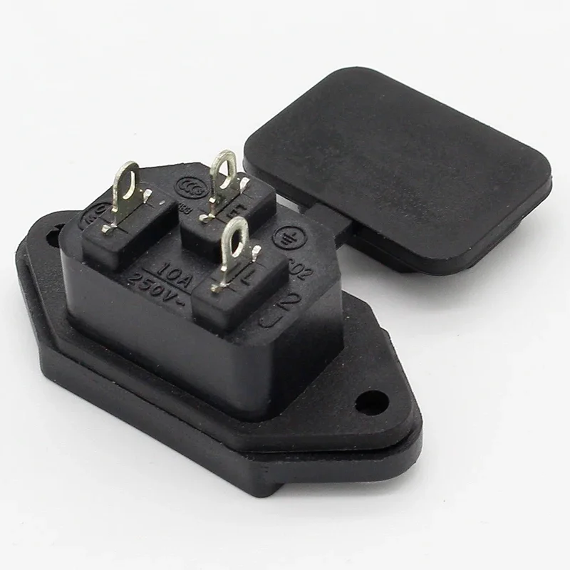 Tomada AC com conector de tampa impermeável, interruptor fusível, 2pcs