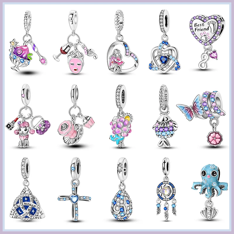 

New 925 Sterling Silver Fashion Dessert Ice-cream Mask Love Charm Beads for 3mm Bracelet DIY Exquisite Jewelry Gift Making