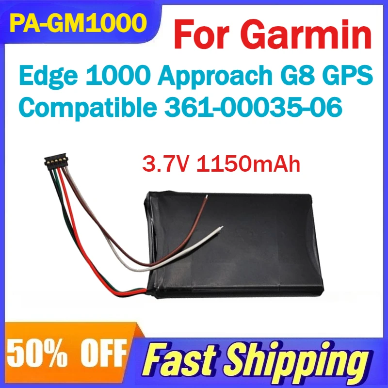 

3.7V 1150mAh PA-GM1000 Battery For Garmin Edge 1000 Approach G8 GPS Compatible 361-00035-06 Rechargeable Batteries