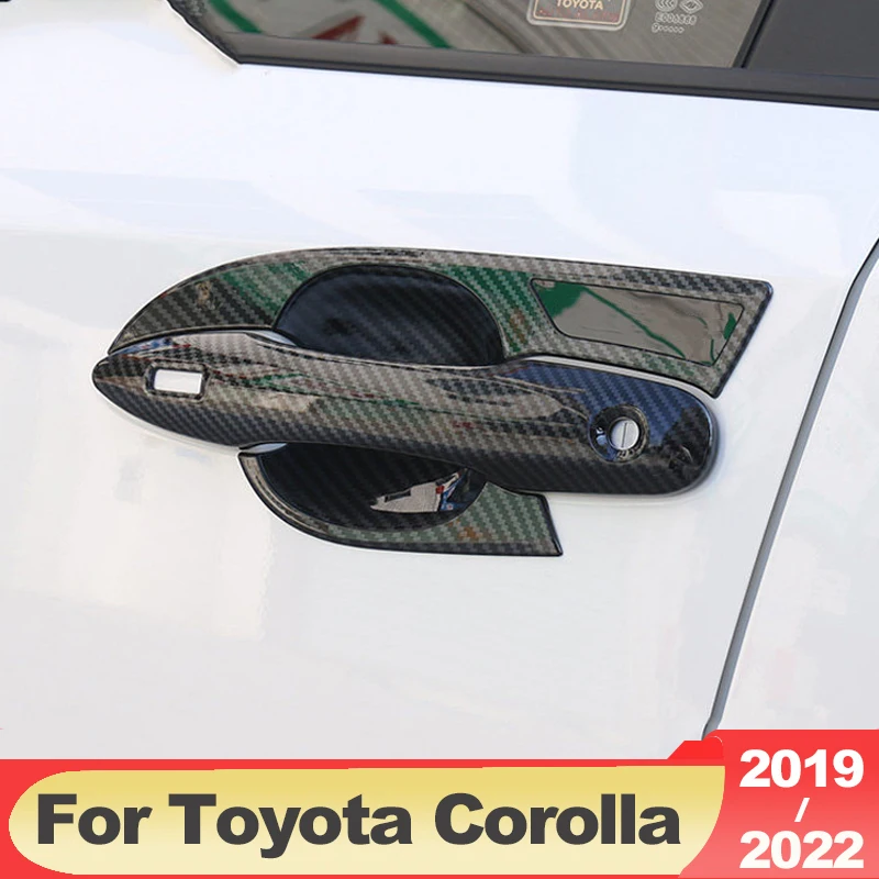 ABS Carbon Fiber Car External Door Handle Bowl Covers Trim Sticker For Toyota Corolla E210 2019 2020 2021 2022 12th Accessories