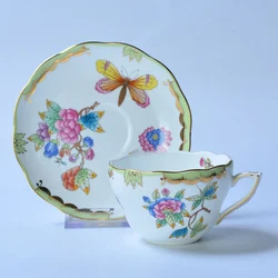 Classical Cup and Saucer Flower Basket Coffee Mug Afternoon Tea Cup Dessert Saucer Home Drinking Cup Saucer Valentine's Day Gift