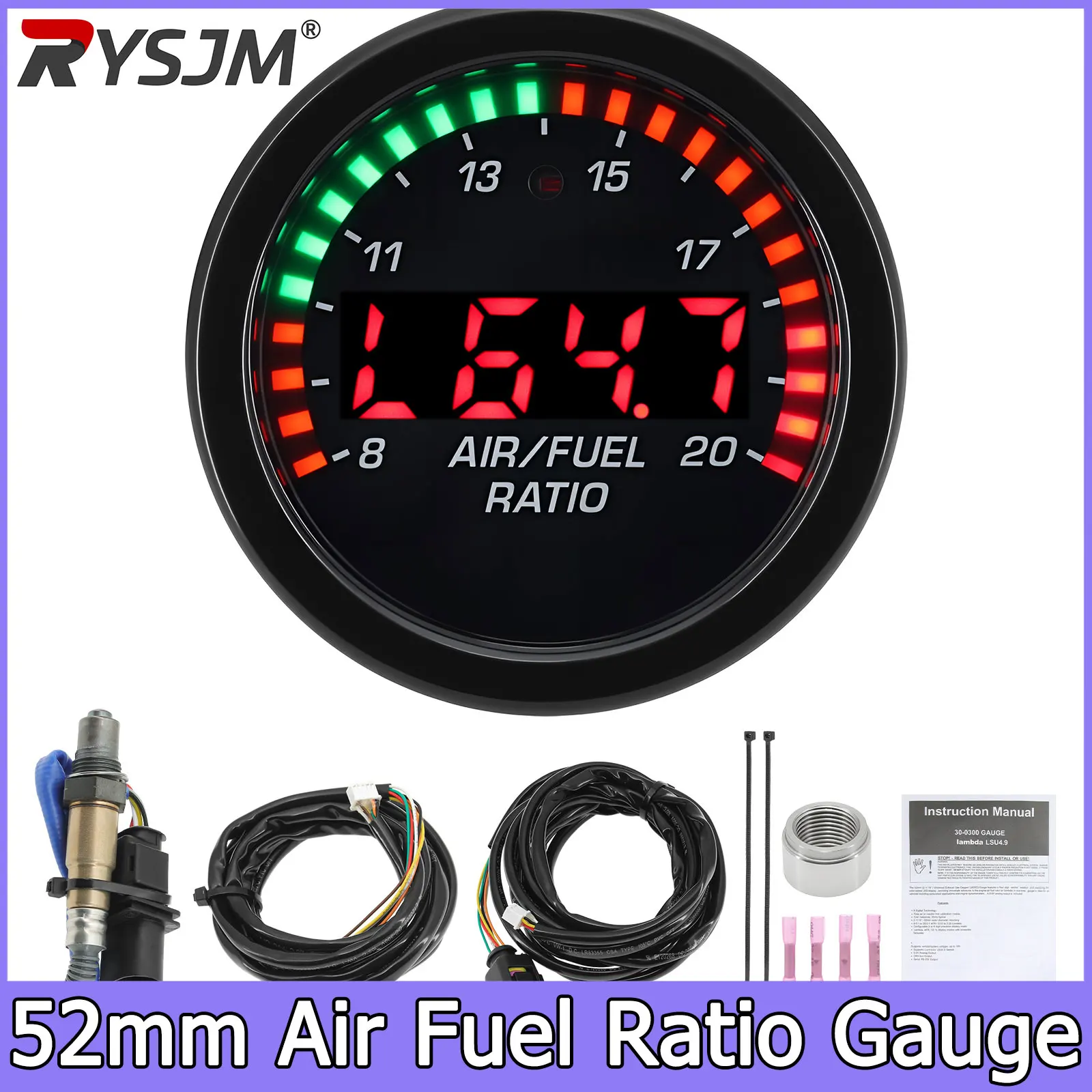 

AFR Wideband O2 Oxygen Sensor 52mm Leds Digital Car Air Fuel Ratio Gauge Racing Air Fuel Meter Indicator 12V Car Meter 025801702