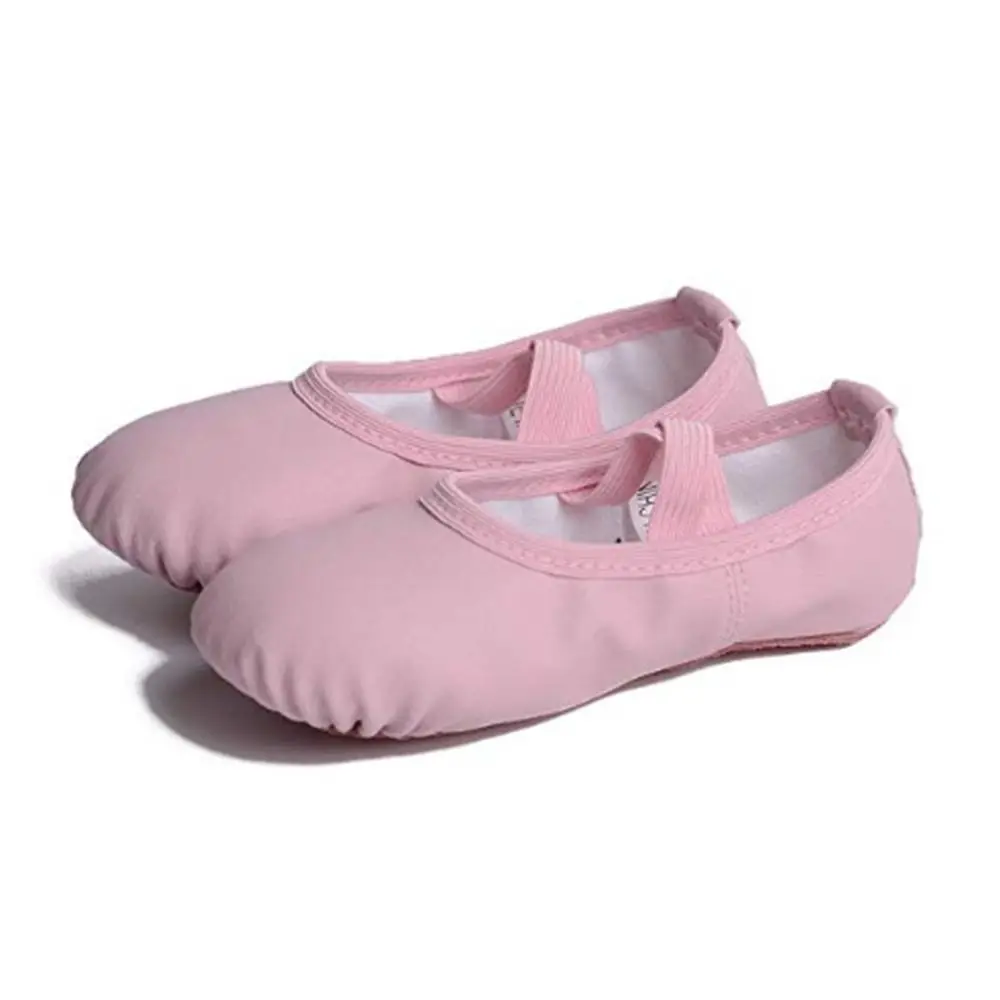 Zapatos de Ballet suaves para mujer, zapatillas de Yoga de cuero PU, fáciles de cuidar, suela completa, resistentes al desgaste, talla 32-40