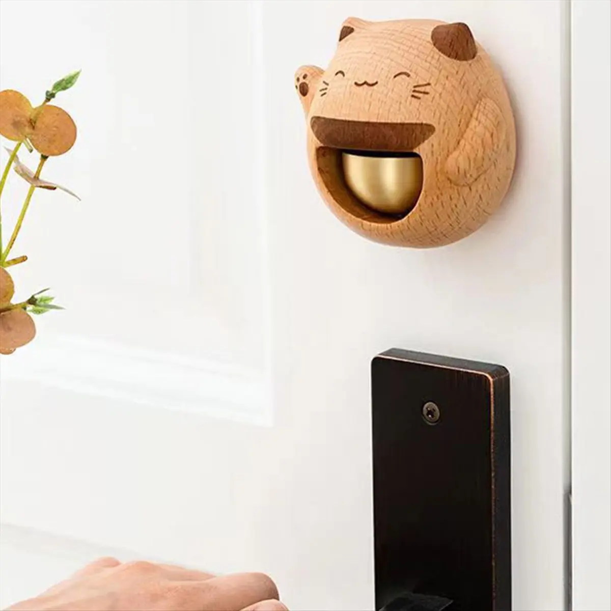 (AIMA) Shopkeepers Bell for Door Opening,Butter Chimes When Opens Chime Bells Box Being Wood Style Brass Doorbell Ring,Home