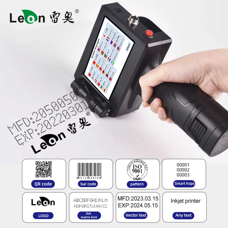 Handheld Inkjet Printers Multiple Languages Portable Smart Labels Production Date Characters QR Code Encoders Quick Drying Ink