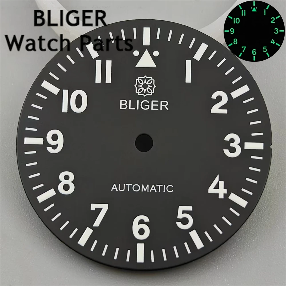BLIGER 29mm Watch Dial White Black Blue Dial Green Luminous Fit NH35 NH36 ETA2824 Mingzhu DG2813 Miyota8215  PT5000 Movement