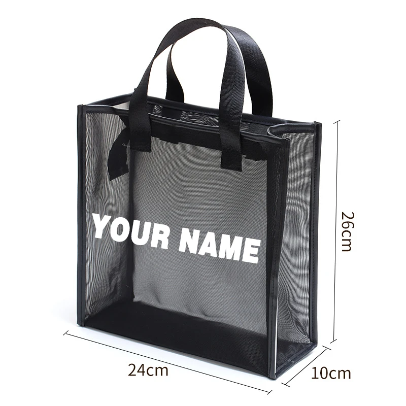 Custom Logo Beauty Salon Eyelashes Extension Eyebrow Cosmetics School Bag Portable Makeup Bag Health Club Travel Mesh Bag Gift