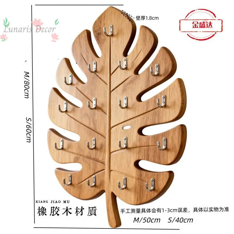 No punching wall hanging high value creative turtle back leaf wall hanging solid wood household hanger storage hanger does