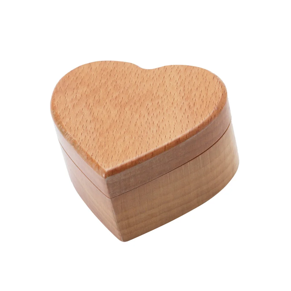 Heart Shape Beech Jewelry Box Vintage Organizer with Smooth Surface Perfect for Wedding Valentine's Day Gift Jewelry Organizer