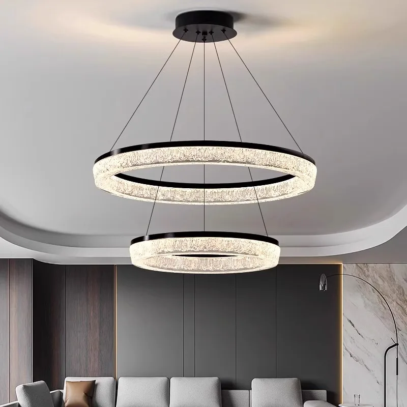 

All brass round gold and black modern LED chandelier for bedroom, dining room, living room home decoration, resin pendant light