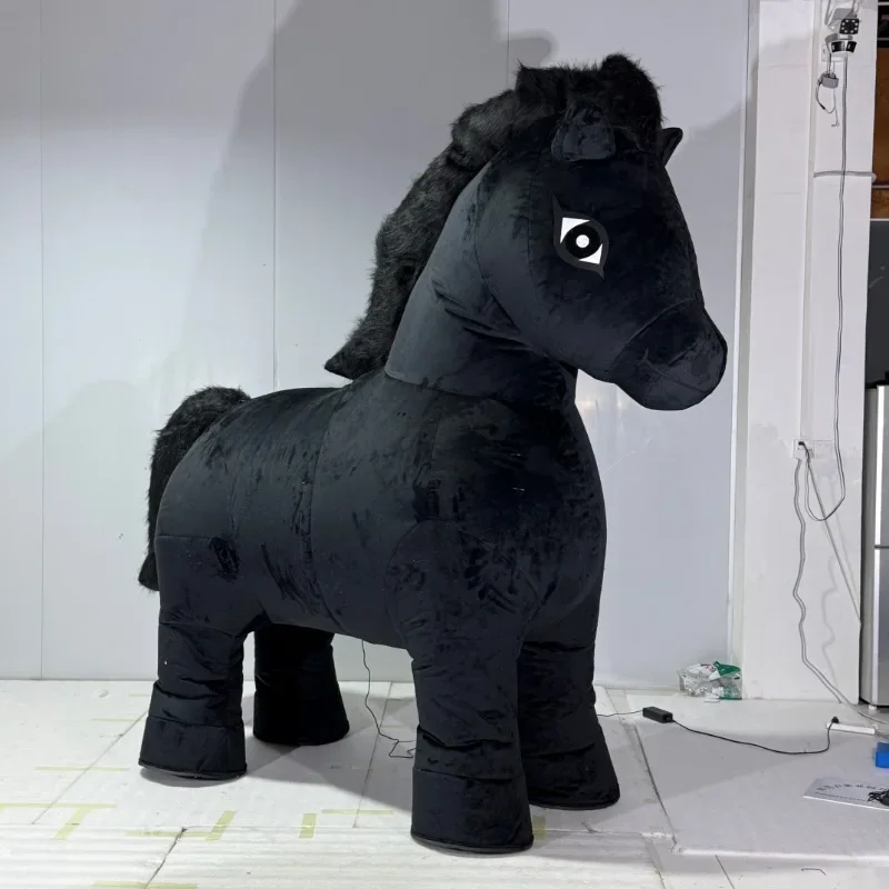 

Inflatable Cute Black Horse Mascot Costume Giant Plush Cartoon Walking Doll Blow Up Suits Halloween Christmas Party Suits