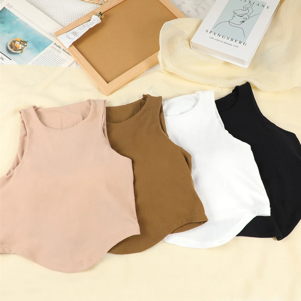 Summer Women Tank Tops Solid Color Camisole with padded Bra sexy Off Shoulder O Neck Elastic Tank Top Casual Sport Vest image 6