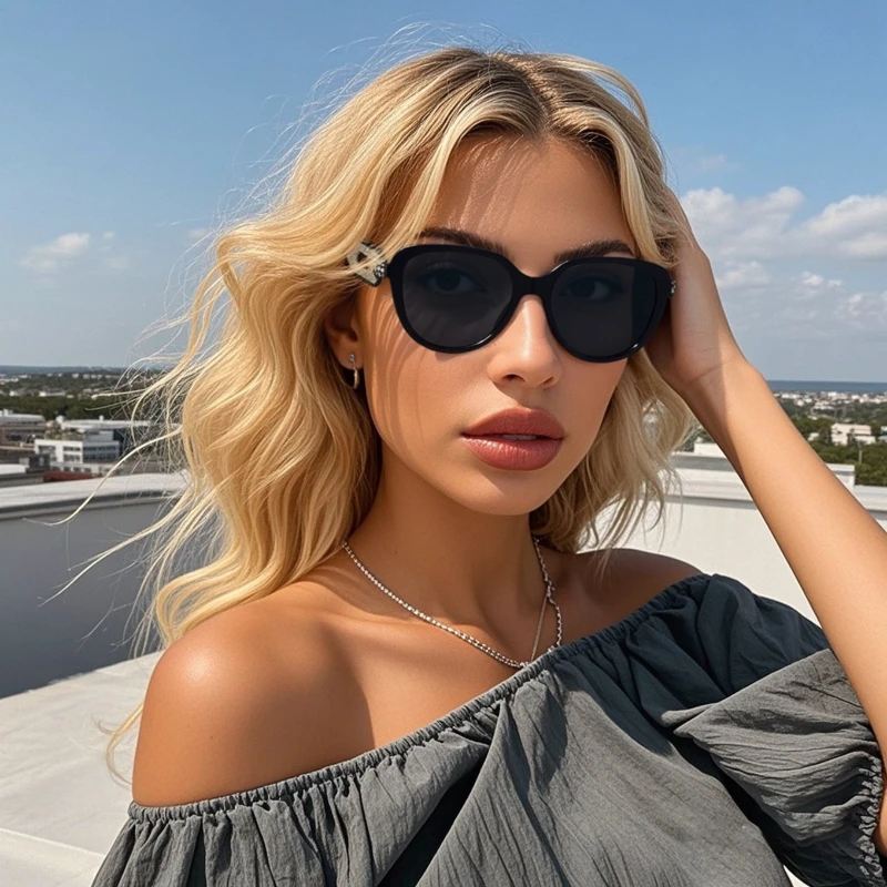 JUNCTURE الاستقطاب النساء النظارات الشمسية أزياء القط العين نظارات شمسية التدرج سيدة نظارات حزب هدايا العيد النظارات الشمسية للنساء