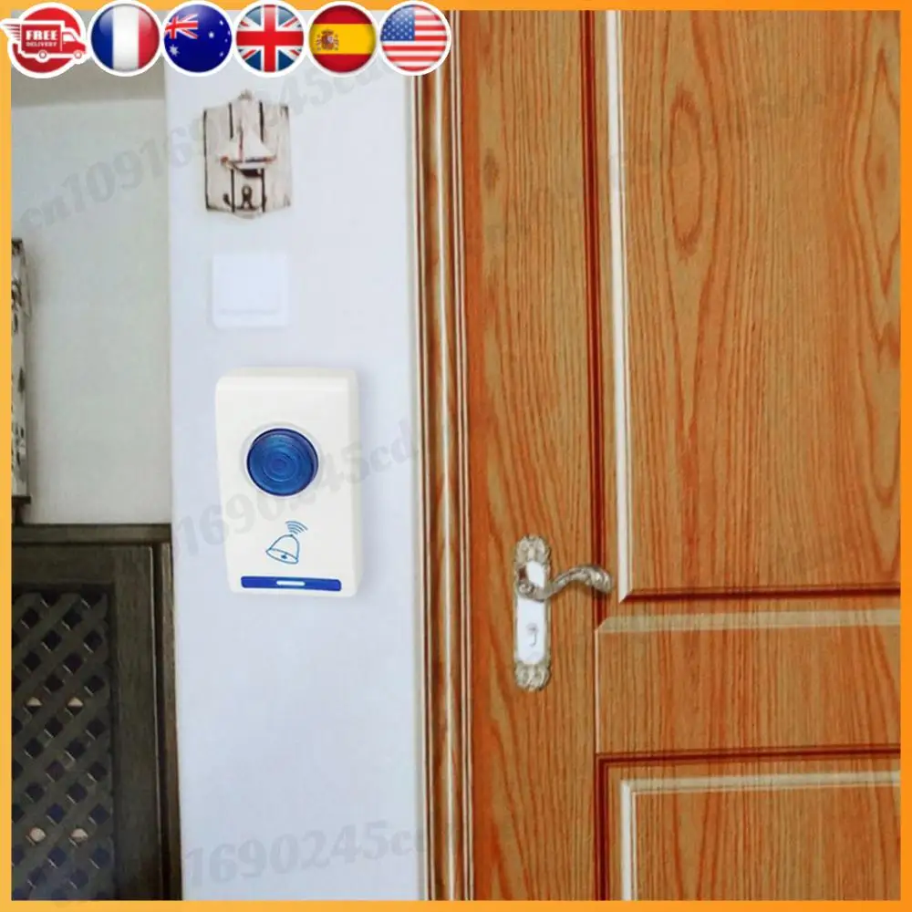 

Светодиодный беспроводной дверной звонок с регулируемой громкостью, офисный дверной звонок, пульт дистанционного управления с питанием от батареи, портативный, 32 мелодии