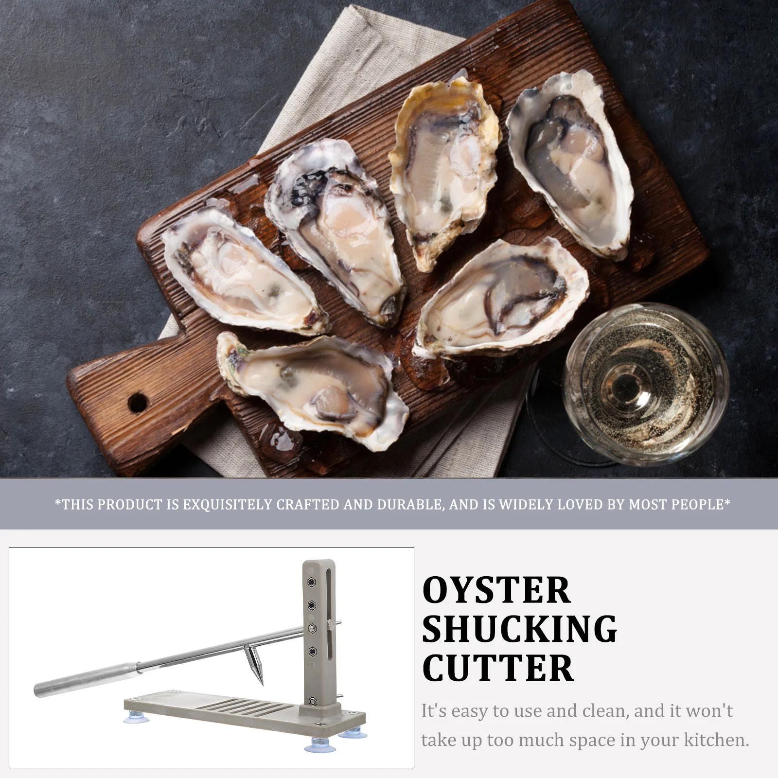 Oyster Opener Tool Adjustable with Gear Adjustment Bracket Pp Seafood Pry Kitchen Supply Shucking