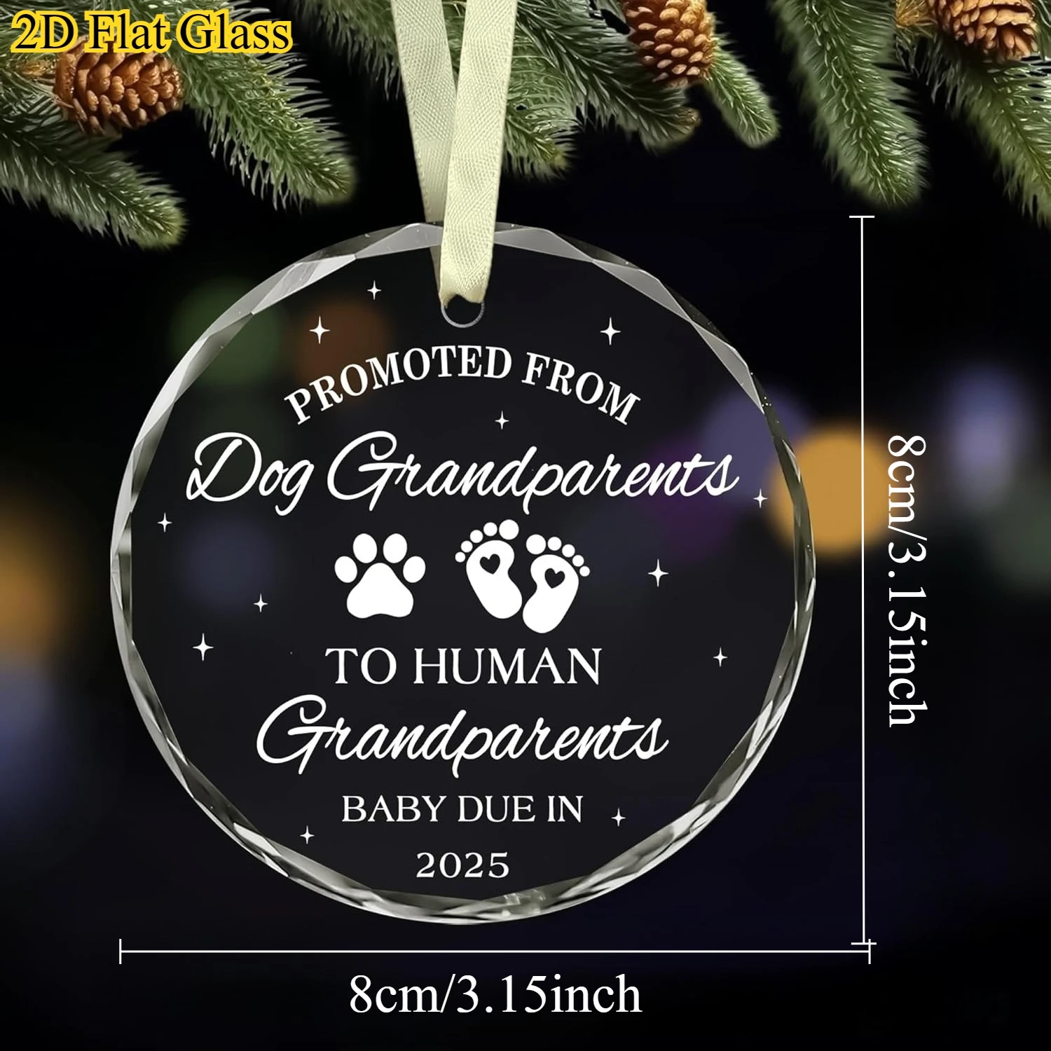 مسطح ثنائي الأبعاد، قطعة واحدة 8 × 8 سم، هدية جد-زخرفة جد لأول مرة، مع طباعة مخالب وتصميم بصمة القدم