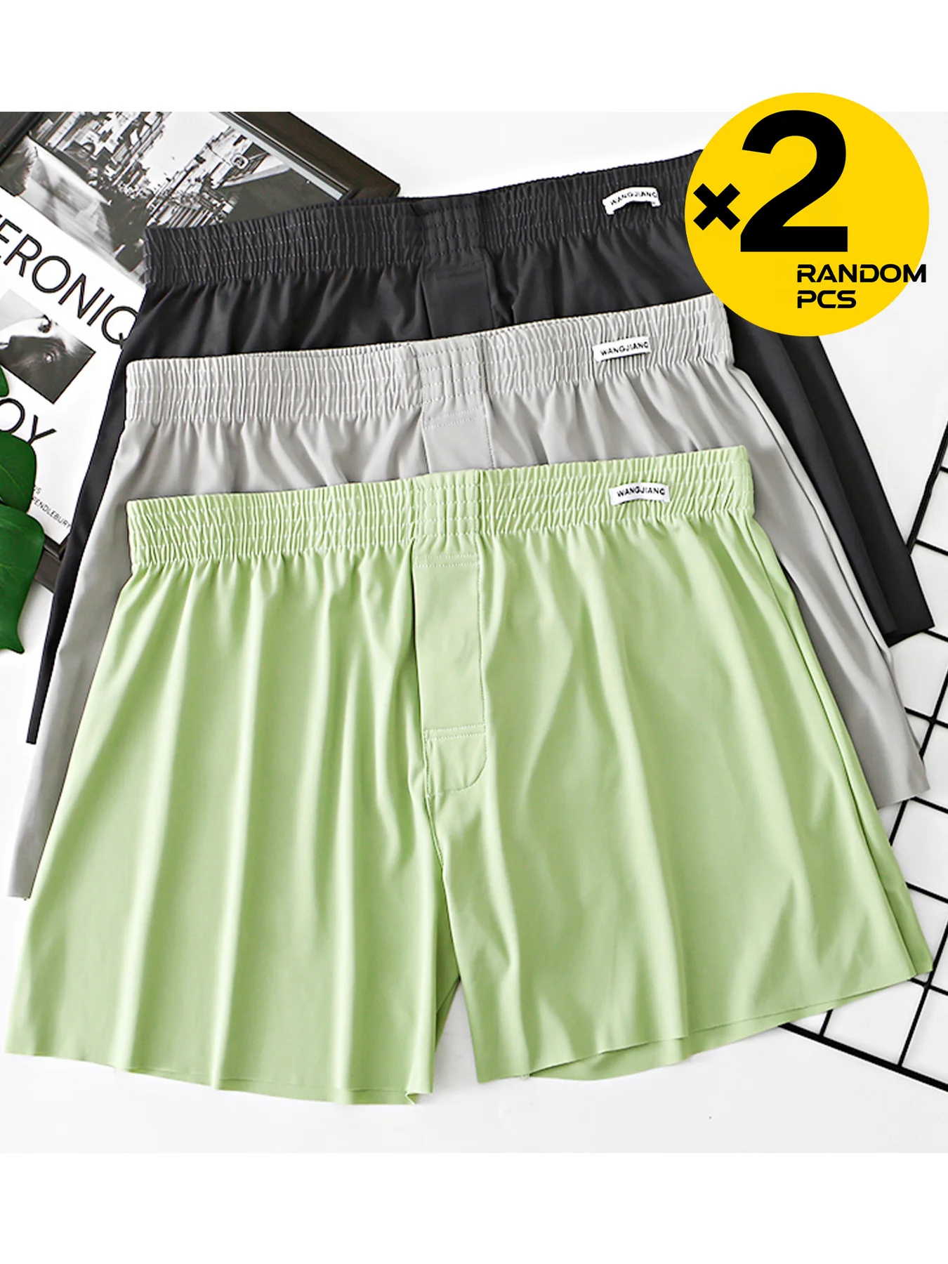 

Мужские брюки со стрелками, мужские боксеры из ледяного шелка, свободные мужские трусы со средней талией больших размеров, домашняя одежда, удобные трусики 2/3/4 шт.