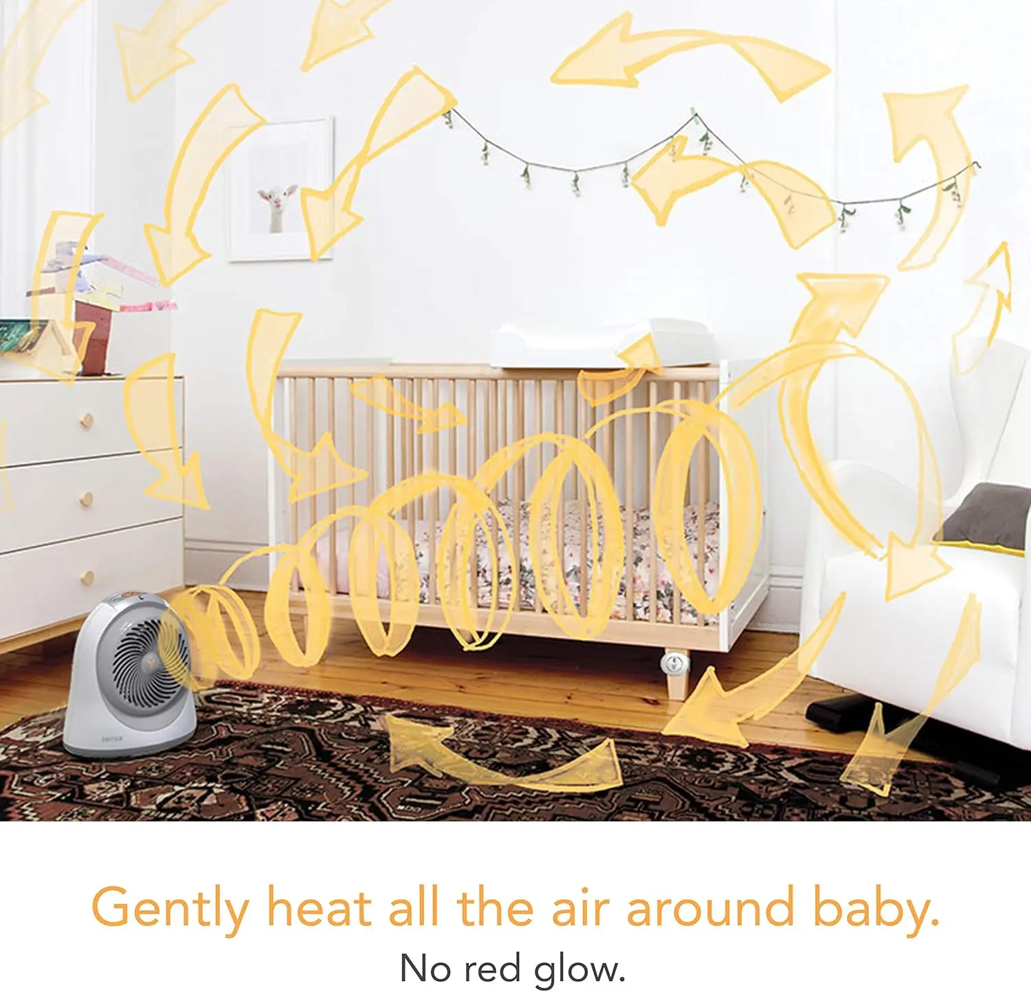 Space Heater, with Adjustable Thermostat, Electric Heater for Baby with Locking Controls,  Protection, Safety Shutoff, Crib Temp