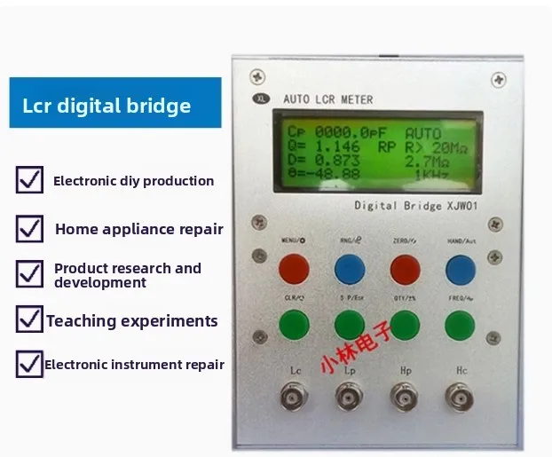 XJW01 LCR Digital Bridge Tester 0.3 Accuracy Tester Resistance, Inductance, Capacitance, ESR Meter, Finished Metal Case
