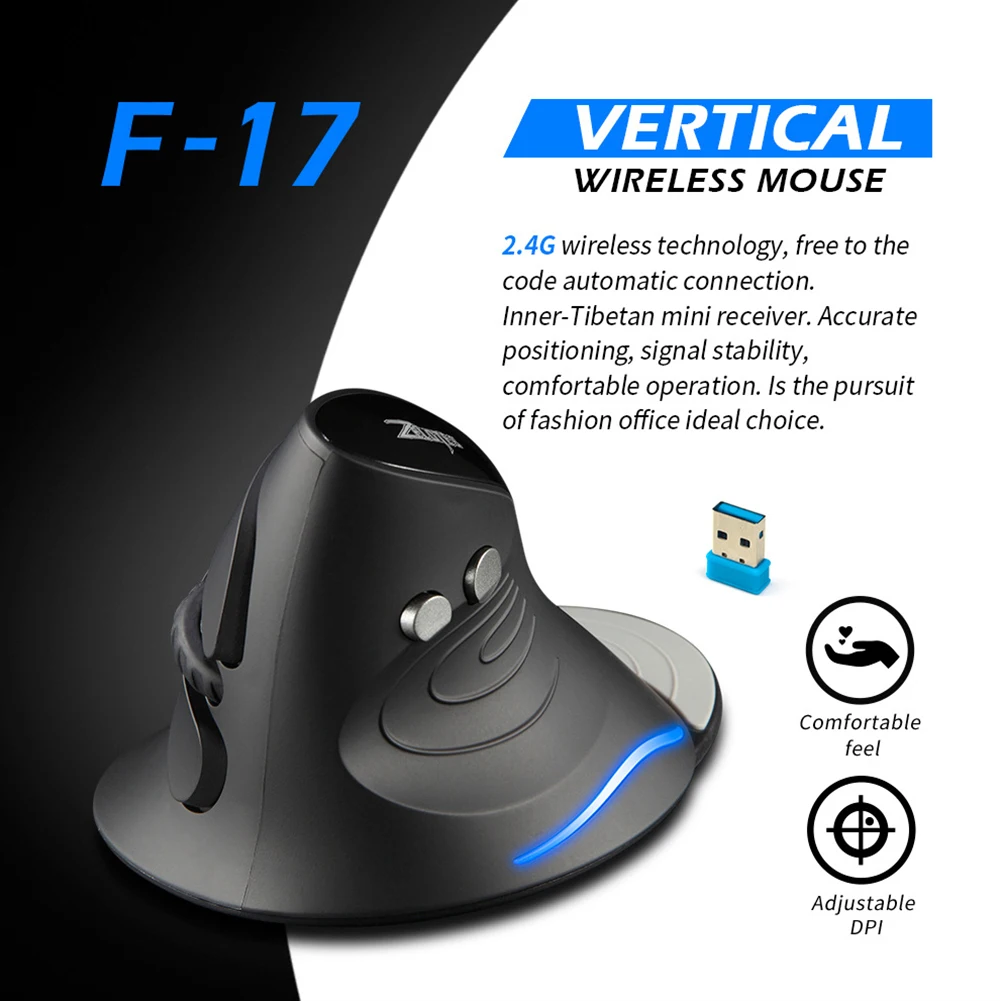 

Ergonomic Vertical Mouse 2.4G USB Wireless Adjustable 2400DPI Gaming Mouse Computer Mice With RGB Light for Home Office PC