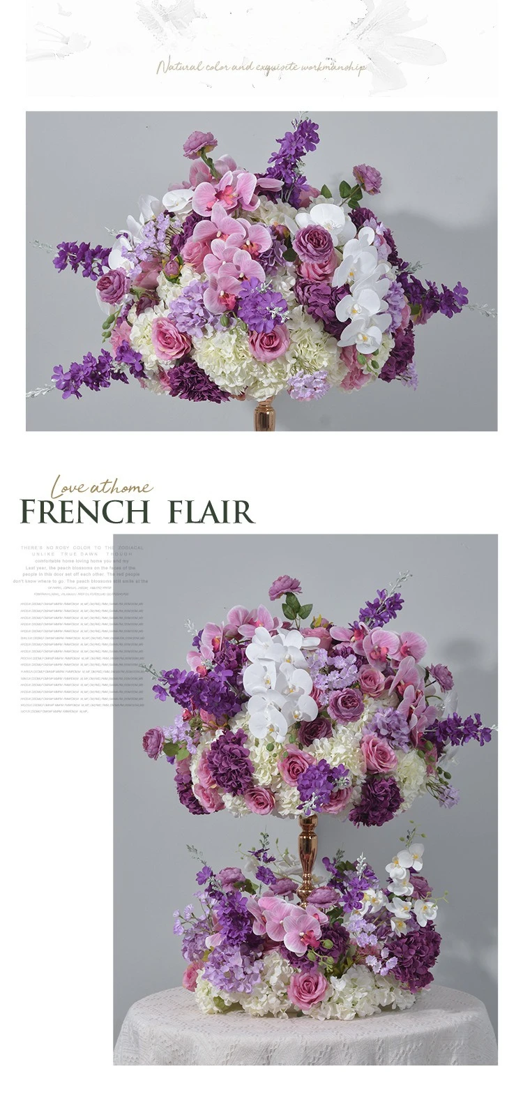 70CM Lila Künstliche Orchideen-Blumenkugel Hochzeitstisch-Mittelstück Kerzenhalter Deko Künstliche Seidenblumen-Arrangements für Events und Partys – Detail 7