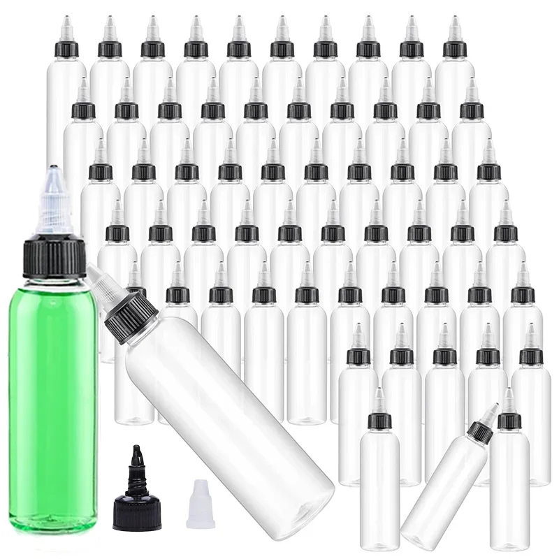 100pcs 30ml-250ml Empty Plastic Squeeze Bottles with Twist Top Cap Dispensing Applicator Bottles for Glue Crafts Ink Liquids Oil