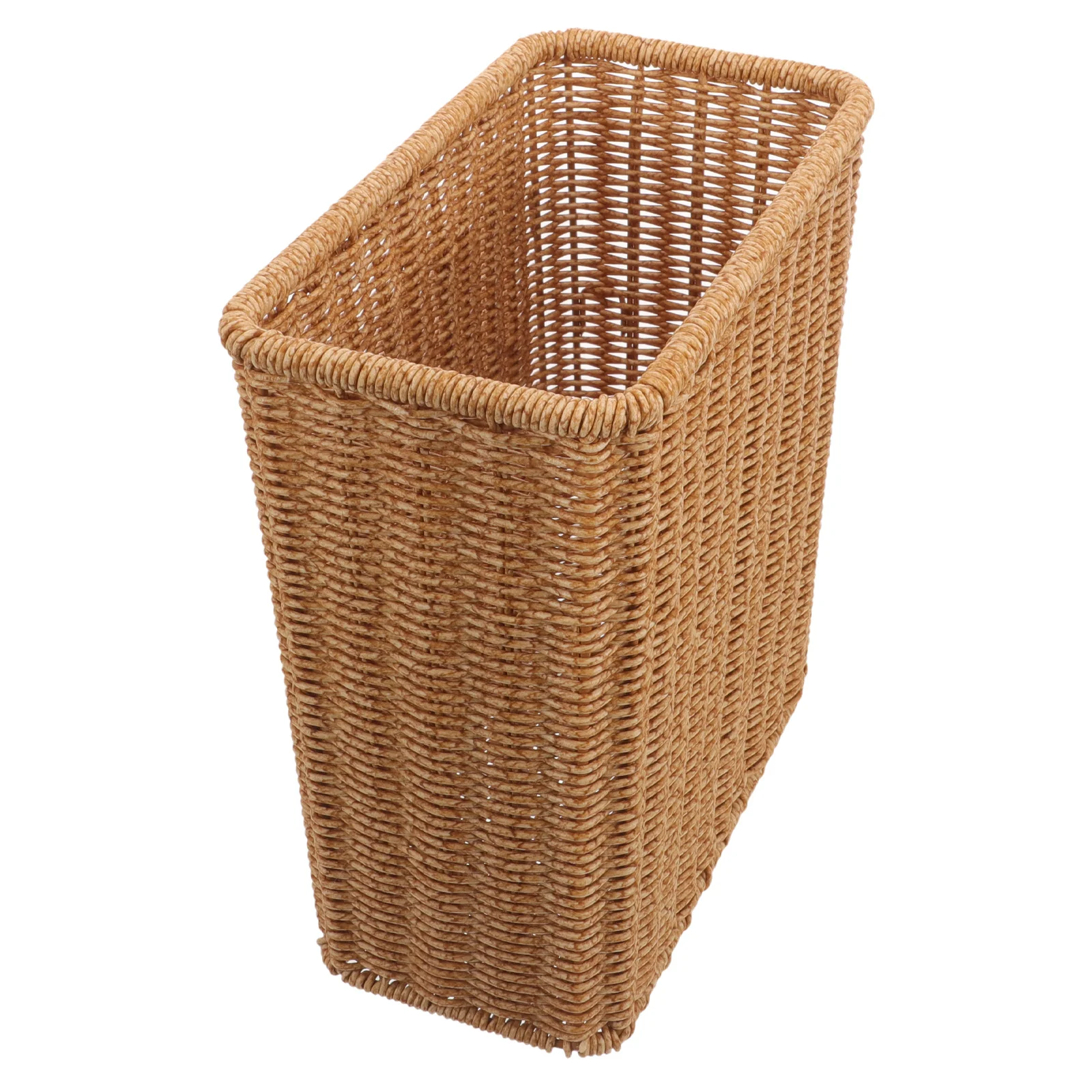 

Woven Trash Basket Plastic Household Storage Organizer Sundries Wastepaper Basket Rustic Texture Woven Trash Can