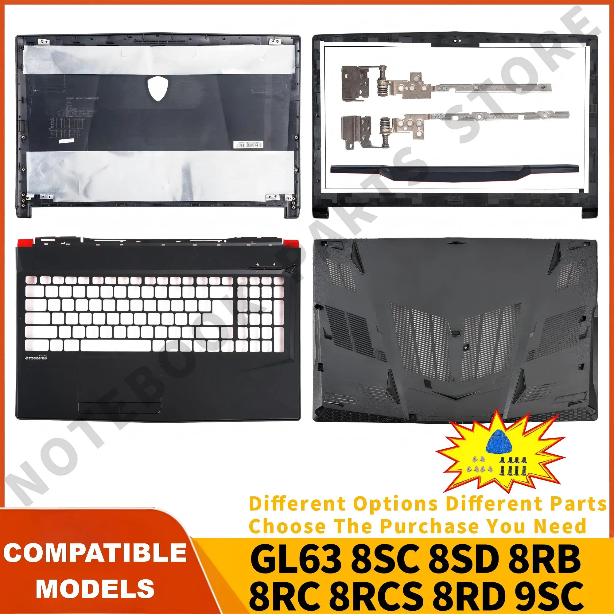 New For GL63 8SC 8SD 8RB 8RC 8RCS 8RD 9SC MS-16P7 MS-16P6/16P5/16P4 Laptop LCD Back Cover/Bezel/Palmrest/Bottom Case 15.6