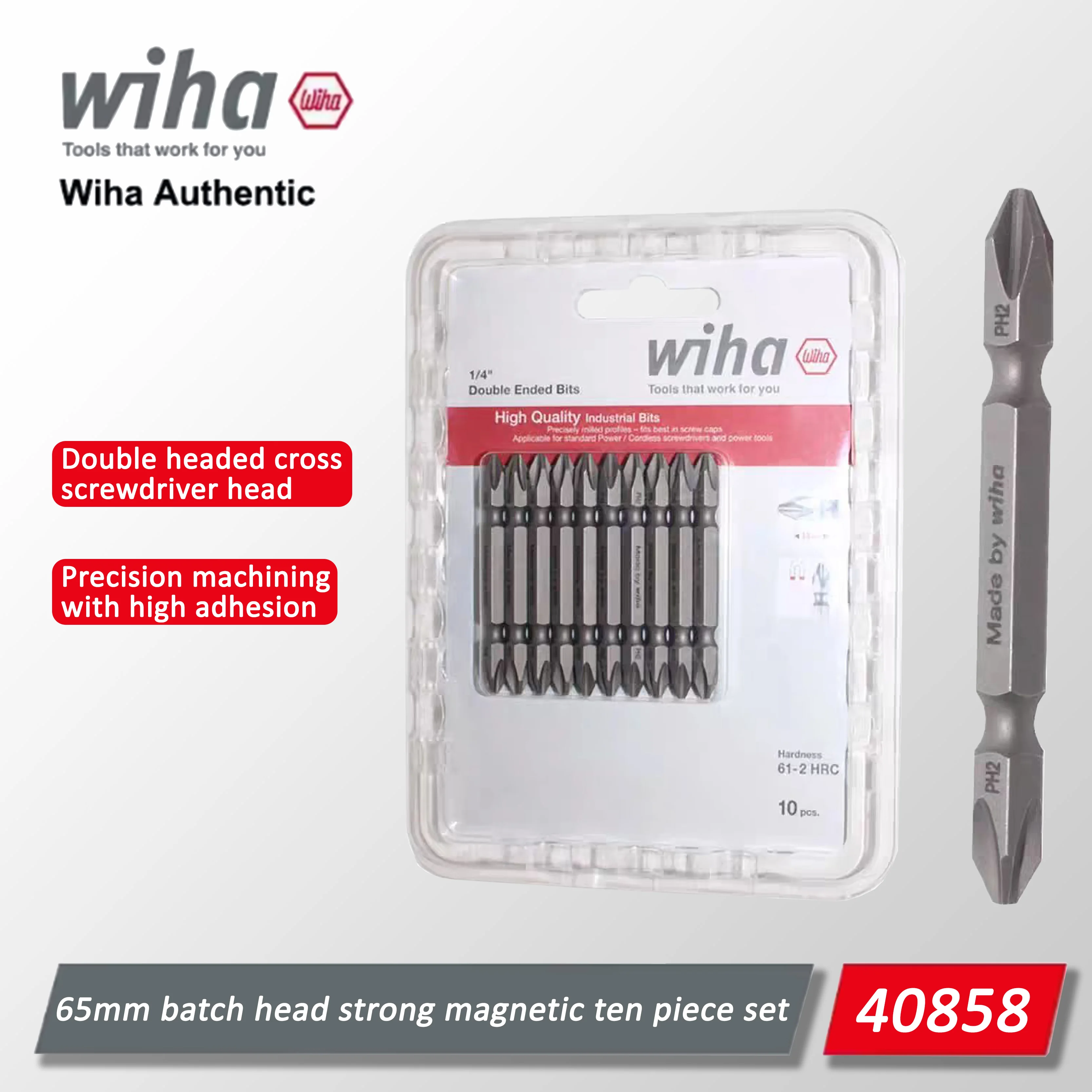 Juego de destornilladores Wiha de 65 mm con cabeza magnética fuerte, herramienta profesional, herramienta de mantenimiento, juego de herramientas manuales 40858