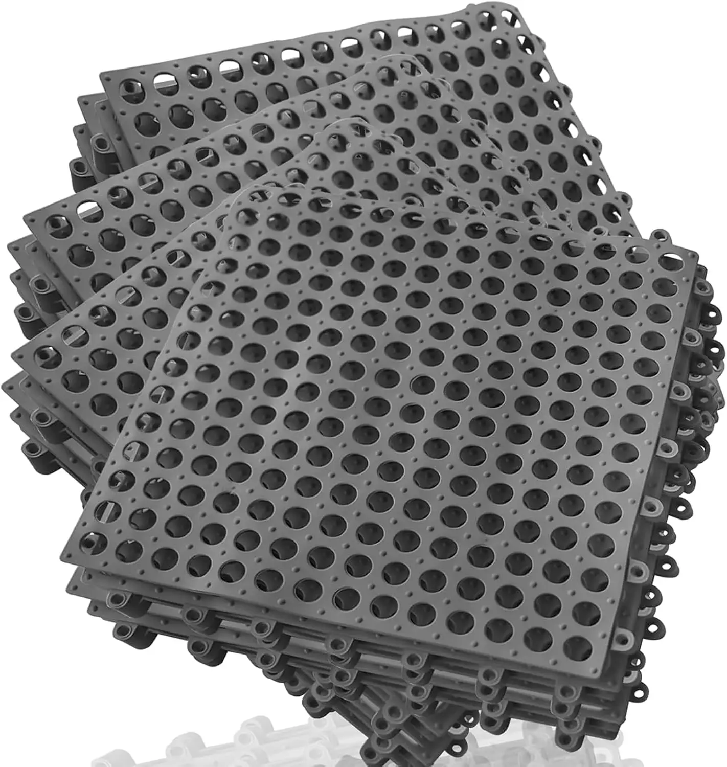 

16Pack Drainage Interlocking Tiles, 12"x12" Non-Slip Pool Shower Mat, Soft PVC Modular Cushion Flooring for Bathroom Basement
