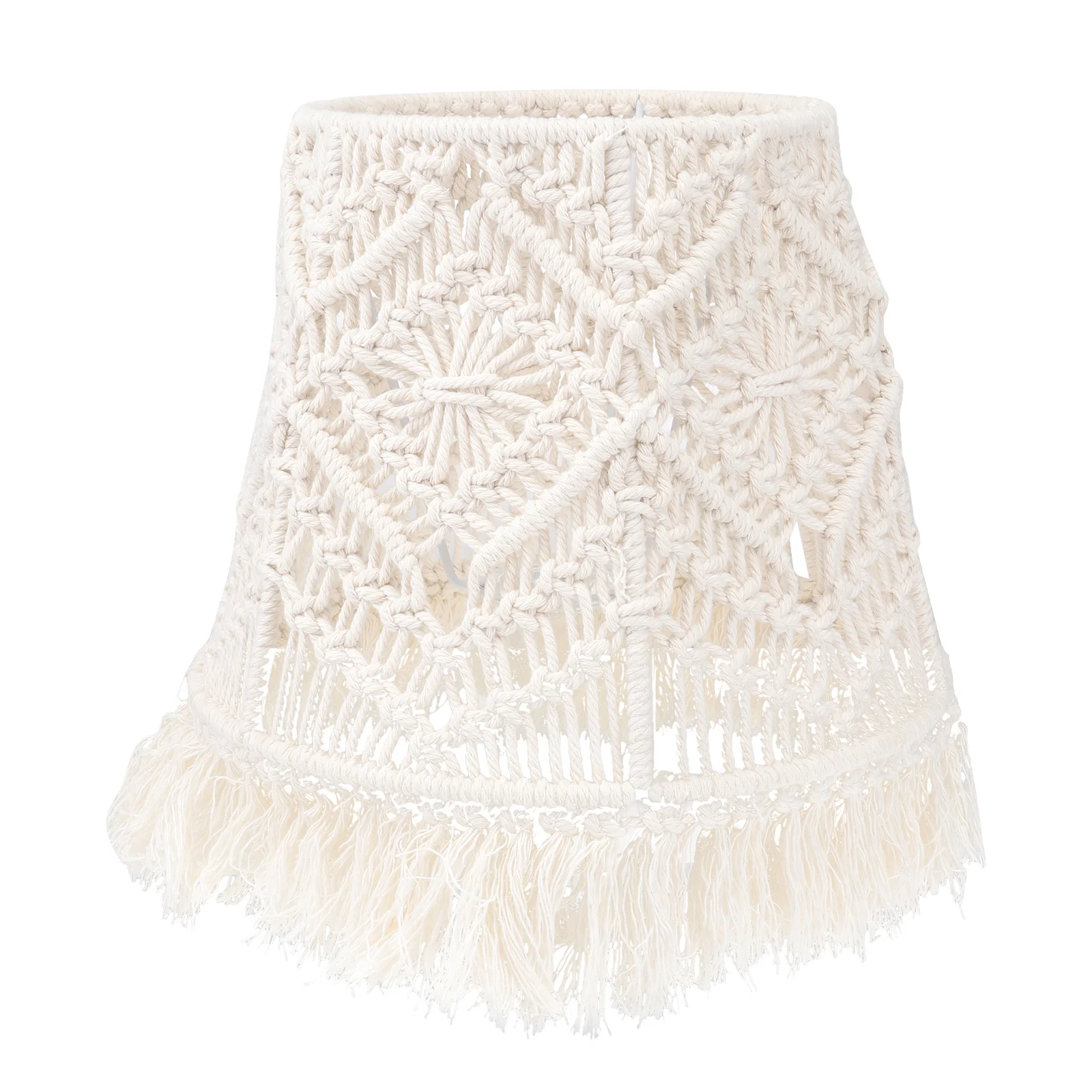 

1Pcs Handmade Macrame Lamp Shade Bohemian Cotton Woven Floor Lamp Cover Decorative for Bedroom Living Room Macrame Lampshade