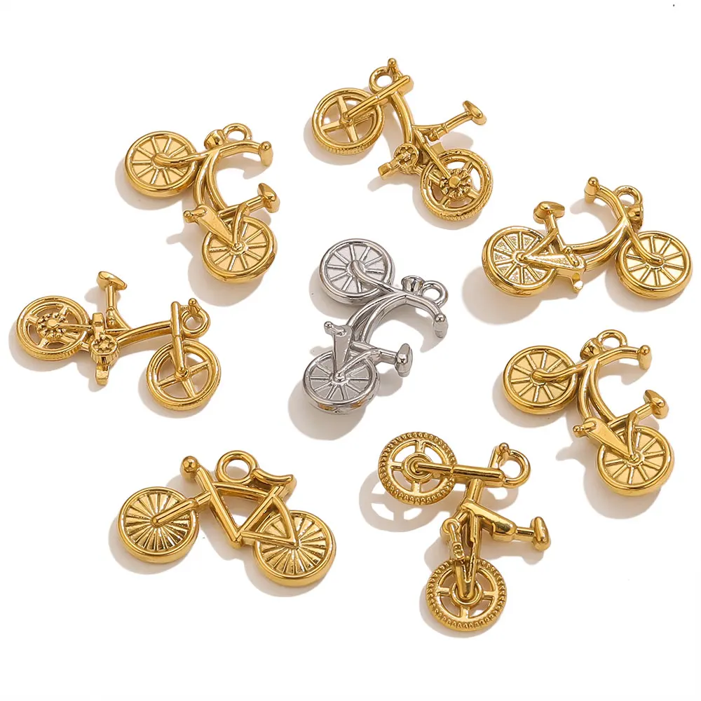 5 Stück vergoldete 18pvd Fahrrad Charms Edelstahl wasserdichte Anhänger für DIY Ohrringe Halskette Schmuckherstellung Erkenntnisse Geschenk