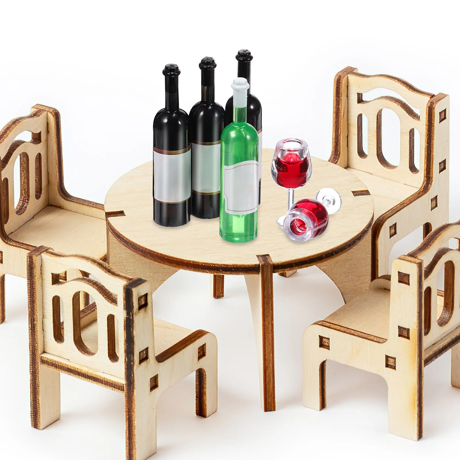 

18Pcs Mini Wine Glasses Set Miniature Red Wine Drink Cups and Bottles for Dollhouse Decor Romantic Table Accessories