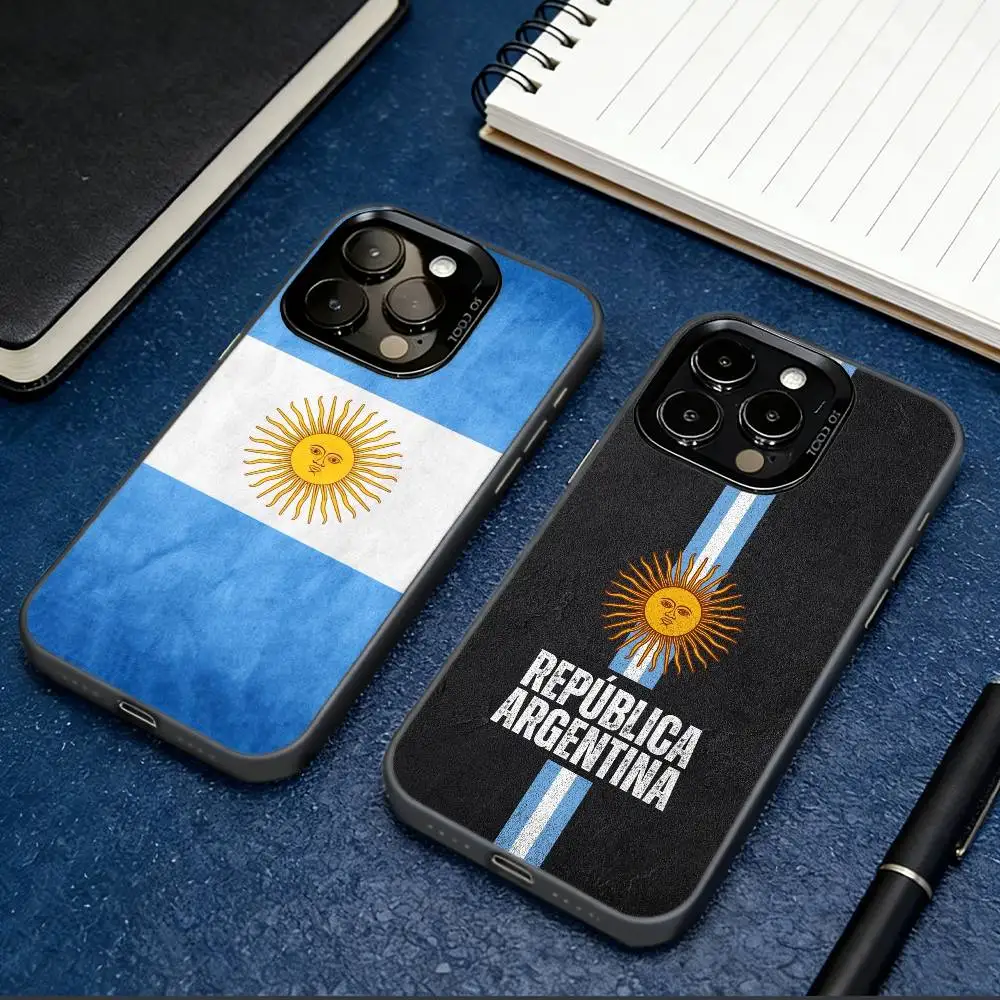 

Argentina Flag Aesthetic Phone Case For iPhone 17,16,15,14,13,12,11 Plus,Pro Max,XS,Colored Silver Plated Inside Cover