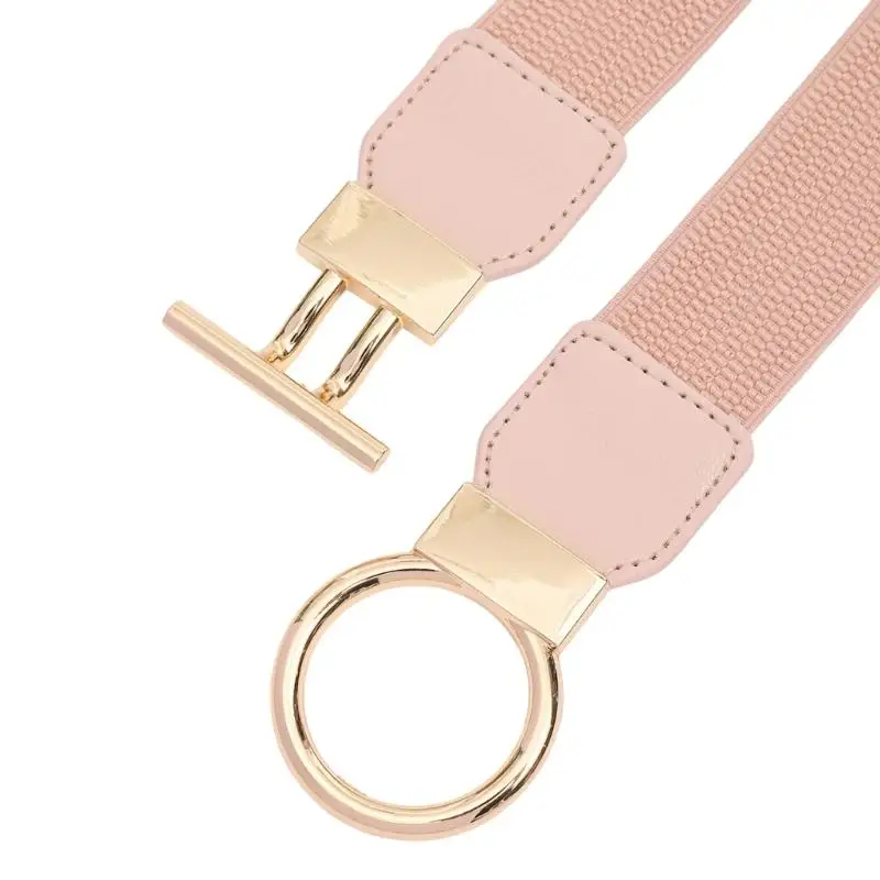 39BD Women Elastic Waist Belt Metal Closure Comfortable Stretchy Waistband for Daily