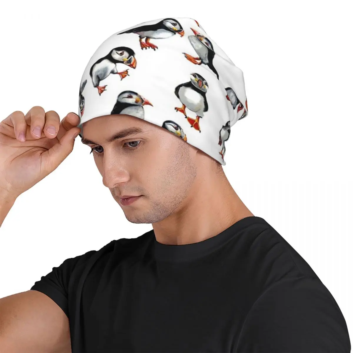 Puffins Pattern Unisex Adult Beanies Caps Knitted Bonnet Hat Warm Fashion Autumn Winter Outdoor Skullies Hats