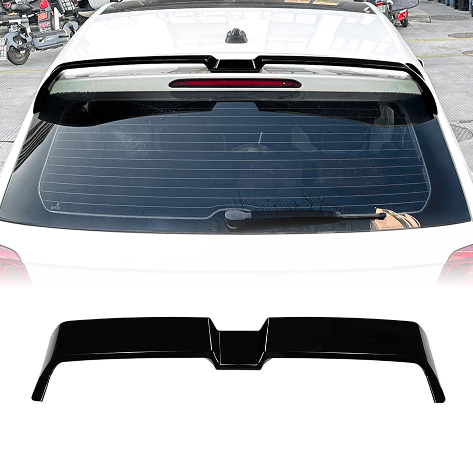 Rear Trunk Lid Roof Spoiler Wing Lip For Volkswagen VW Polo MK6 2019-2025 Gloss Black/Carbon Fiber Look Tail Tail Upper Splitter